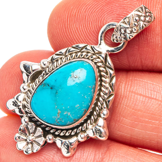 Sleeping Beauty turquoise pendant with oval cabochon in .925 sterling silver