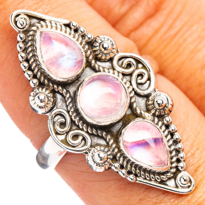 Pink Moonstone Ring Size 8.25 (.925 Sterling Silver)