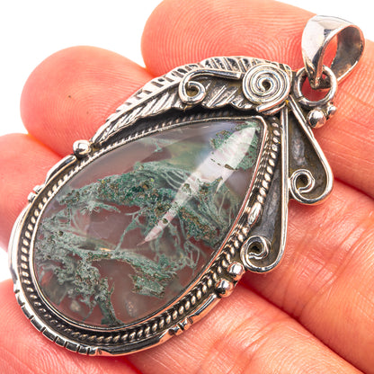 Green Moss Agate Pendant 2" (925 Sterling Silver) P38892