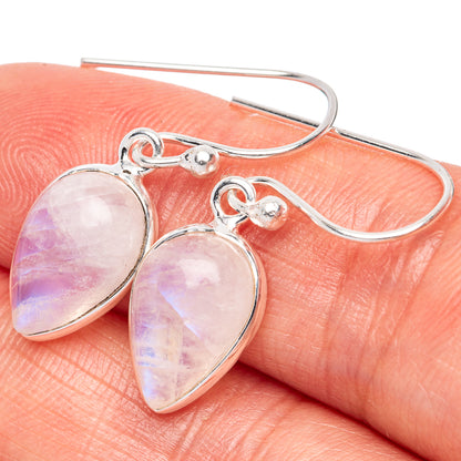 Rainbow Moonstone Dainty Earrings 1 1/8" (925 Sterling Silver) E2032