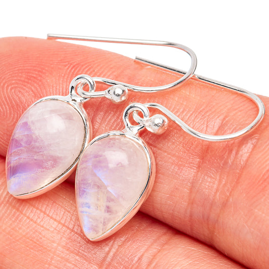 Rainbow Moonstone Dainty Earrings 1 1/8" (925 Sterling Silver) E2032