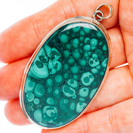 Forest Malachite Pendant 2 1/2" (German Silver)