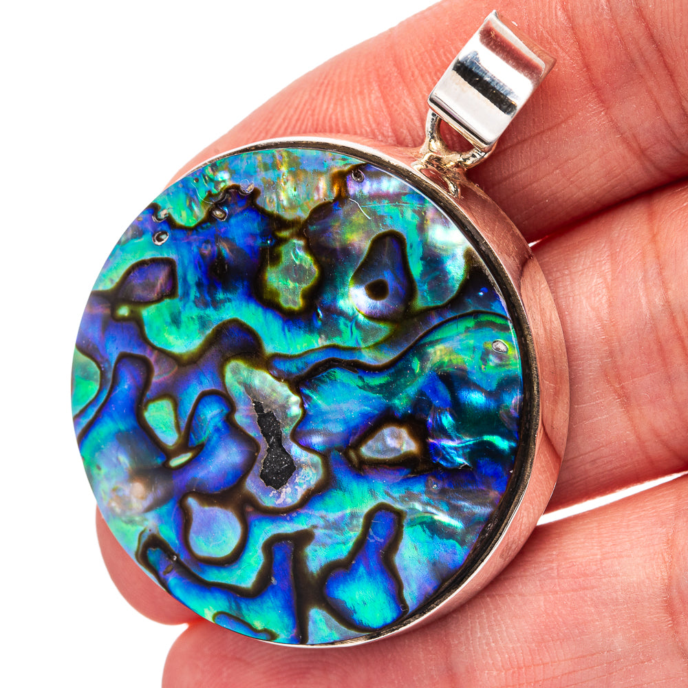 Premium Abalone Shell Pendant 1 3/4" (.925 Sterling Silver)