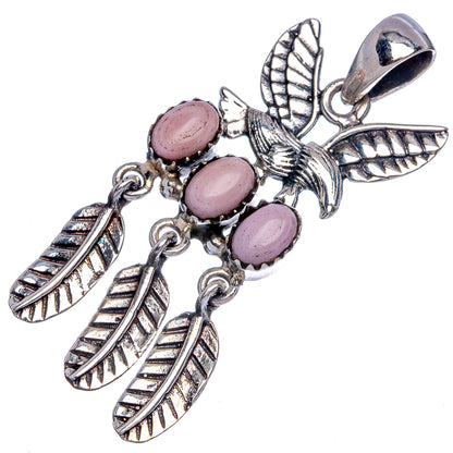 Pink Opal Bird Pendant 1 7/8" (925 Sterling Silver) P40242