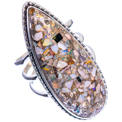 Huge Brecciated Ethiopian Opal 925 Sterling Silver Ring Size 9.75