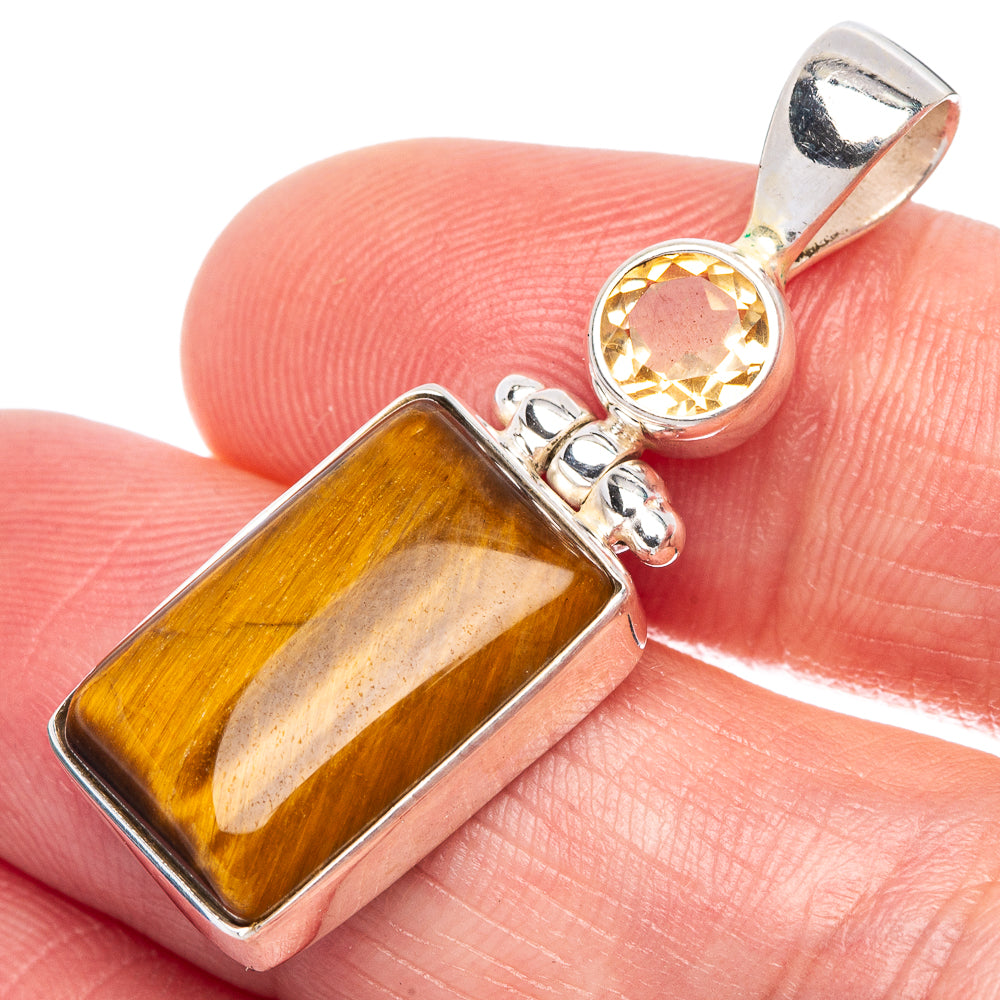 Tiger Eye, Citrine Pendant 1 3/8" (925 Sterling Silver) P41077
