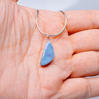 Australian Fire Opal Necklace 16" (.925 Sterling Silver)