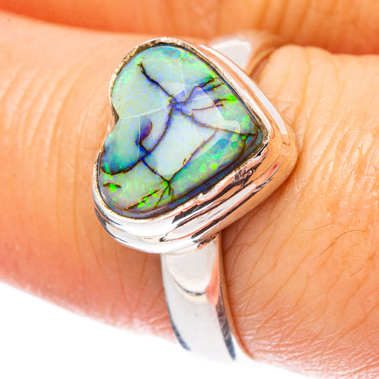 Rare Sterling Opal Heart Ring Size 8 (925 Sterling Silver) R4307
