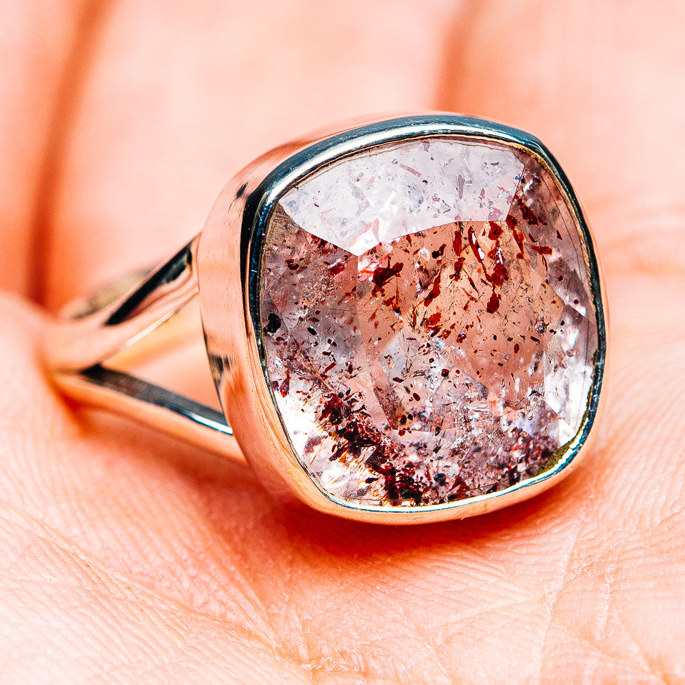 Premium Faceted Lepidocrocite Ring Size 8.75 (.925 Sterling Silver)