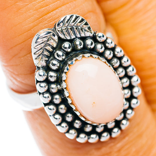 Southwestern Style Pink Opal Ring Size 7.5 (.925 Sterling Silver)