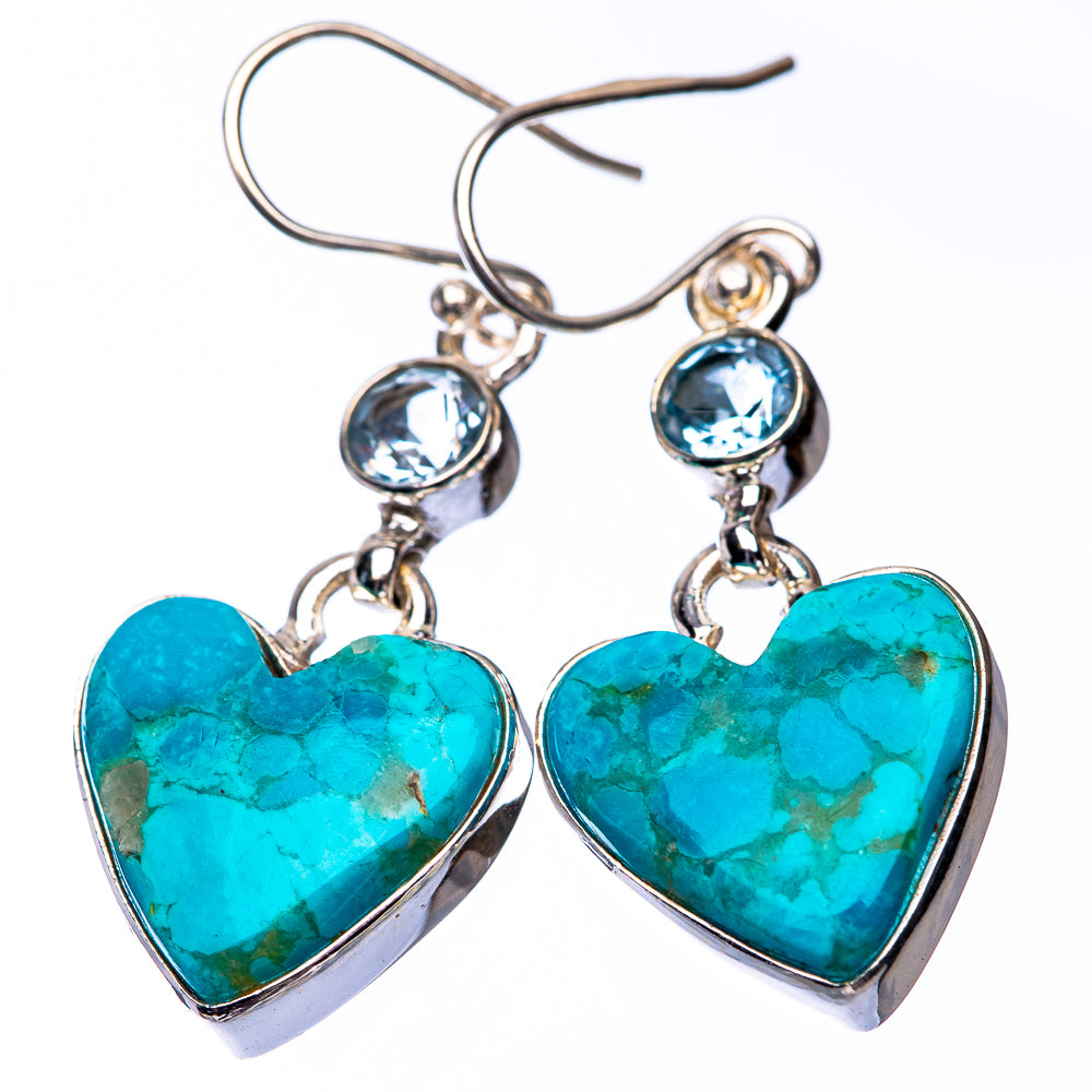 Chrysocolla, Blue Topaz Earrings 1 5/8" (925 Sterling Silver) E432241
