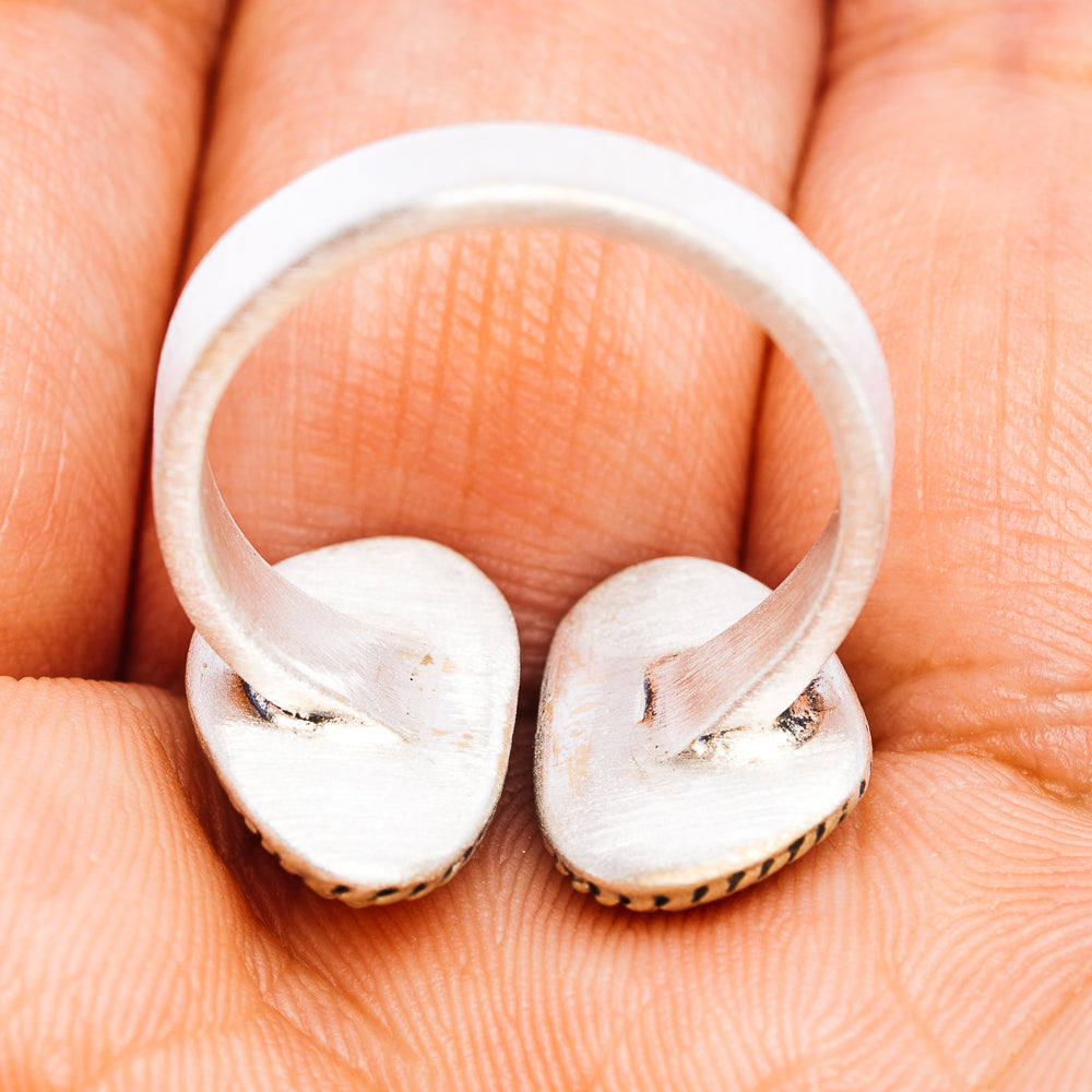 Adjustable .925 sterling silver ring band with open back under bezel