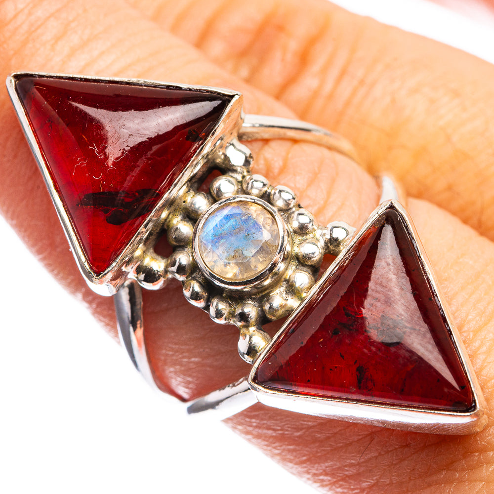 Large Baltic Amber, Rainbow Moonstone Ring Size 7.75 (925 Sterling Silver) R143159