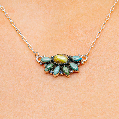 Palomino Turquoise, Mojave Turquoise Necklace 17 to 19" (.925 Sterling Silver)