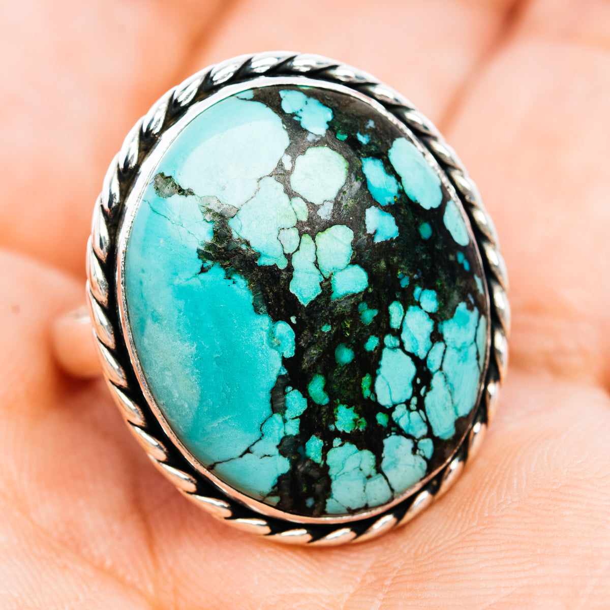 Premium Tibetan Turquoise Ring Size 10 (.925 Sterling Silver)