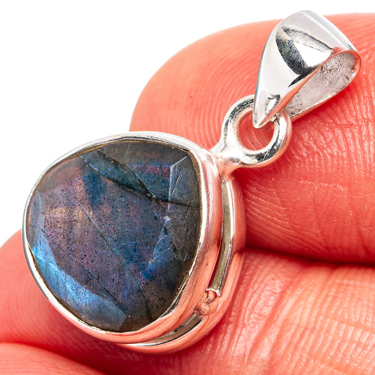 Dainty labradorite pendant, faceted stone in .925 sterling silver teardrop bezel