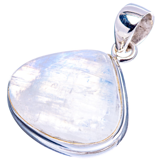 Iridescent rainbow moonstone teardrop pendant, .925 sterling silver setting and bail