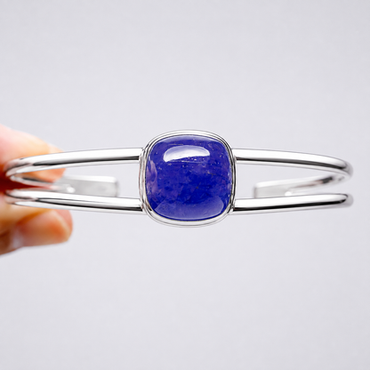 Tanzanite Cuff Bracelet Adjustable (.925 Sterling Silver)
