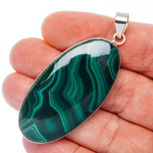Premium Malachite Pendant 2 3/8" (.925 Sterling Silver)