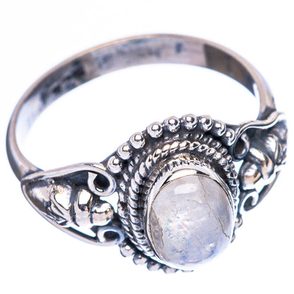 Rainbow Moonstone Dainty Ring Size 7.25 (925 Sterling Silver) R5113