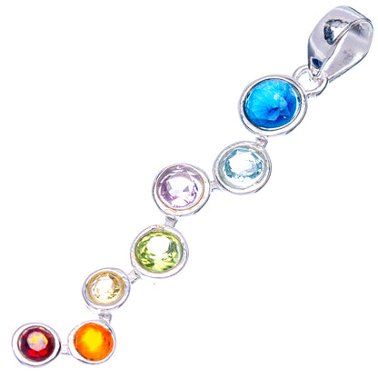 Rainbow Chakra Dainty Pendant 1 7/8" (925 Sterling Silver) P43584