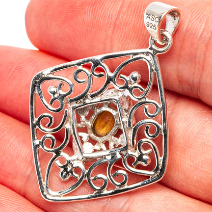 Signature Yellow Sapphire Pendant 1 5/8" (.925 Sterling Silver)