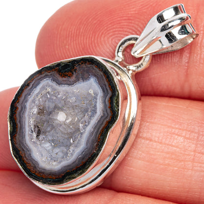 Coconut Geode Druzy Pendant 1 1/4" (925 Sterling Silver) P40658