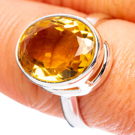 Faceted Citrine Ring Size 8.5 (925 Sterling Silver) R4504