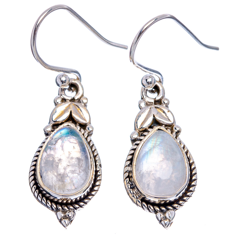 Rainbow Moonstone Earrings 1 3/8" (.925 Sterling Silver)