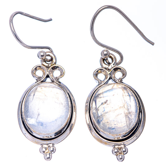 925 sterling silver dangle earrings with oval rainbow moonstone and filigree tops