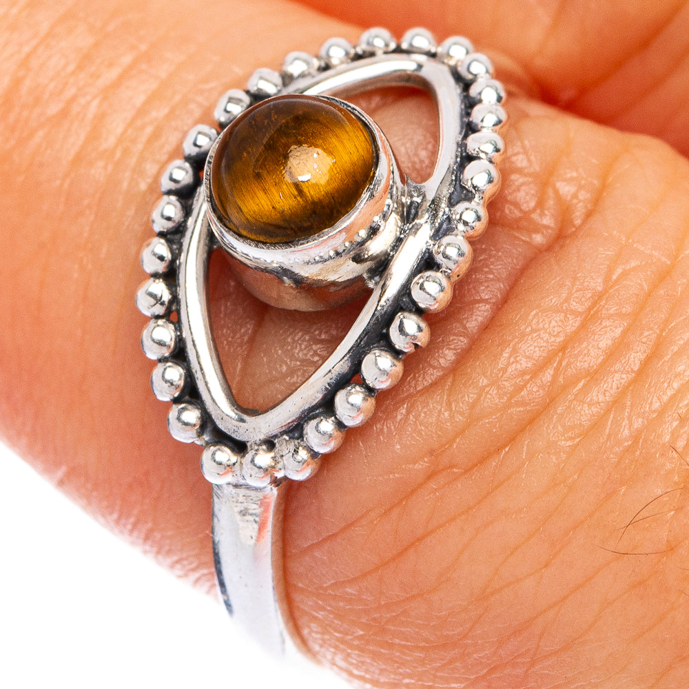 Tiger Eye Dainty Ring Size 7.75 (925 Sterling Silver) R145384