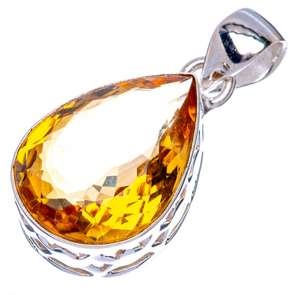 Faceted Citrine Pendant 1 1/4" (925 Sterling Silver) P40595
