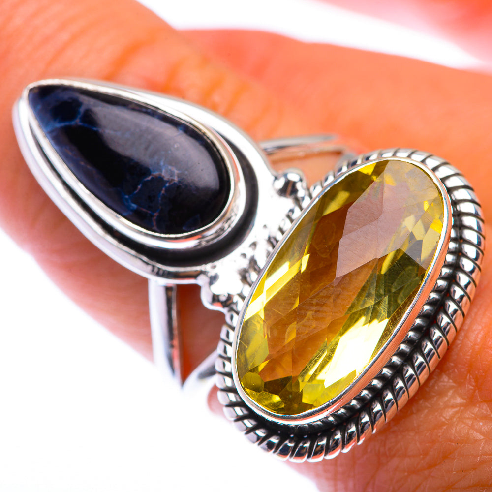 Large Faceted Citrine, Pietersite Ring Size 8.5 (925 Sterling Silver) RING140052