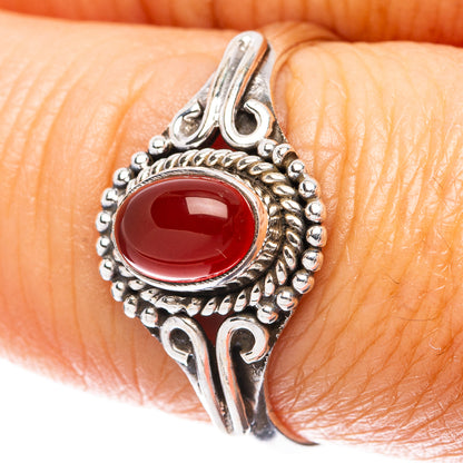 Red Onyx Dainty Ring Size 8 (925 Sterling Silver) R5945