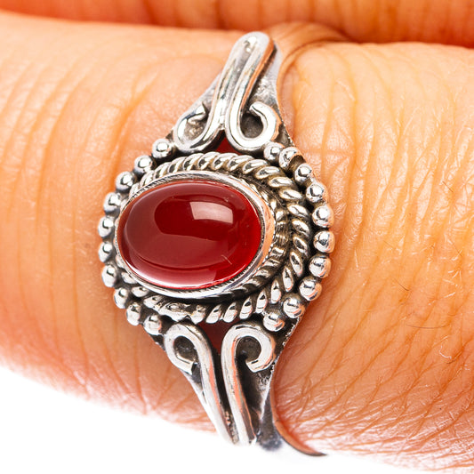 Red Onyx Dainty Ring Size 8 (925 Sterling Silver) R5945