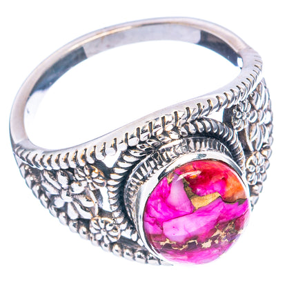 Pink Dahlia Mohave Turquoise Ring Size 8.5 (.925 Sterling Silver)