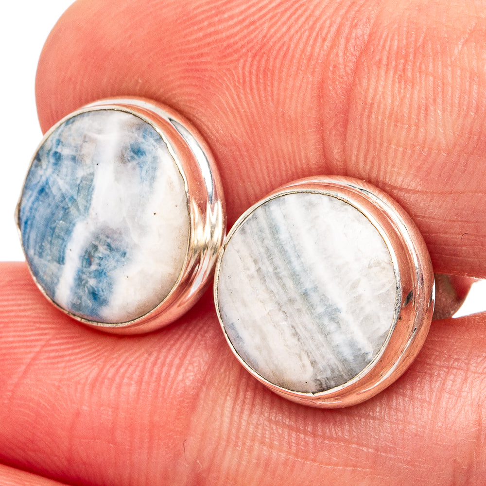 Blue Scheelite Earrings 1/2" (.925 Sterling Silver)