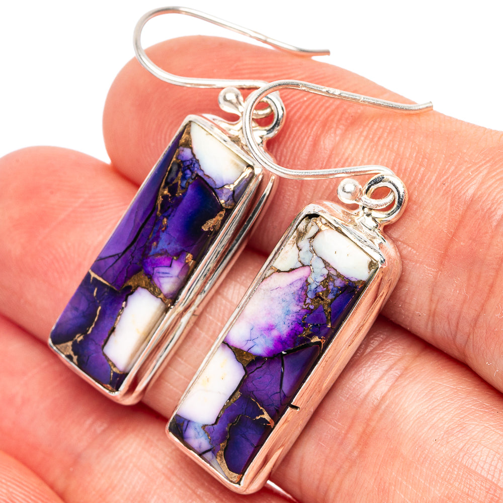 Purple Copper Composite Turquoise Earrings 1 5/8" (925 Sterling Silver) E2581