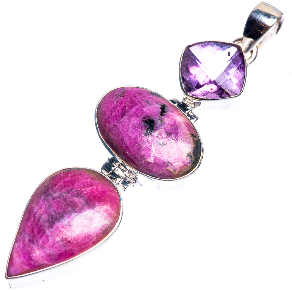 Lepidolite, Amethyst 925 Sterling Silver Pendant 2 5/8"