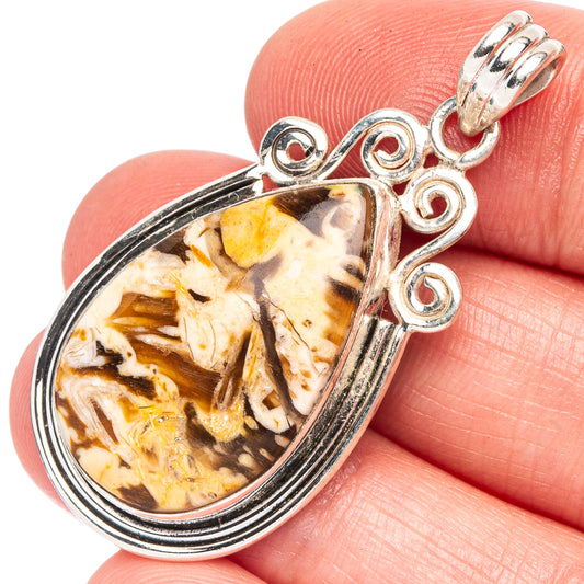 Peanut Wood Jasper Pendant 1 5/8" (925 Sterling Silver) P43521