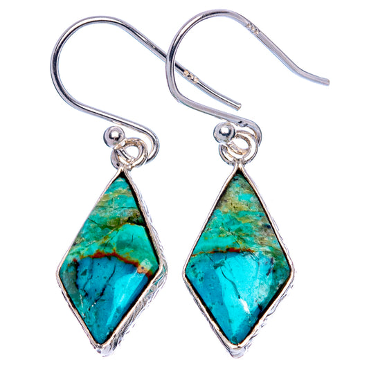 Chrysocolla 925 Sterling Silver Earrings 1 1/4" (925 Sterling Silver) E1962