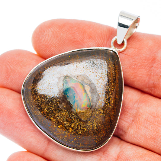 Premium Boulder Opal Pendant 1 7/8" (.925 Sterling Silver)