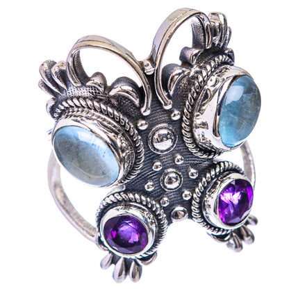 Large Aquamarine, Amethyst Ring Size 9 (925 Sterling Silver) R141606