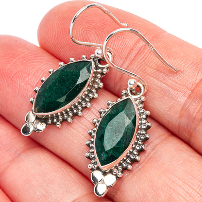 Green Sillimanite Earrings 1 3/8" (925 Sterling Silver) E433371