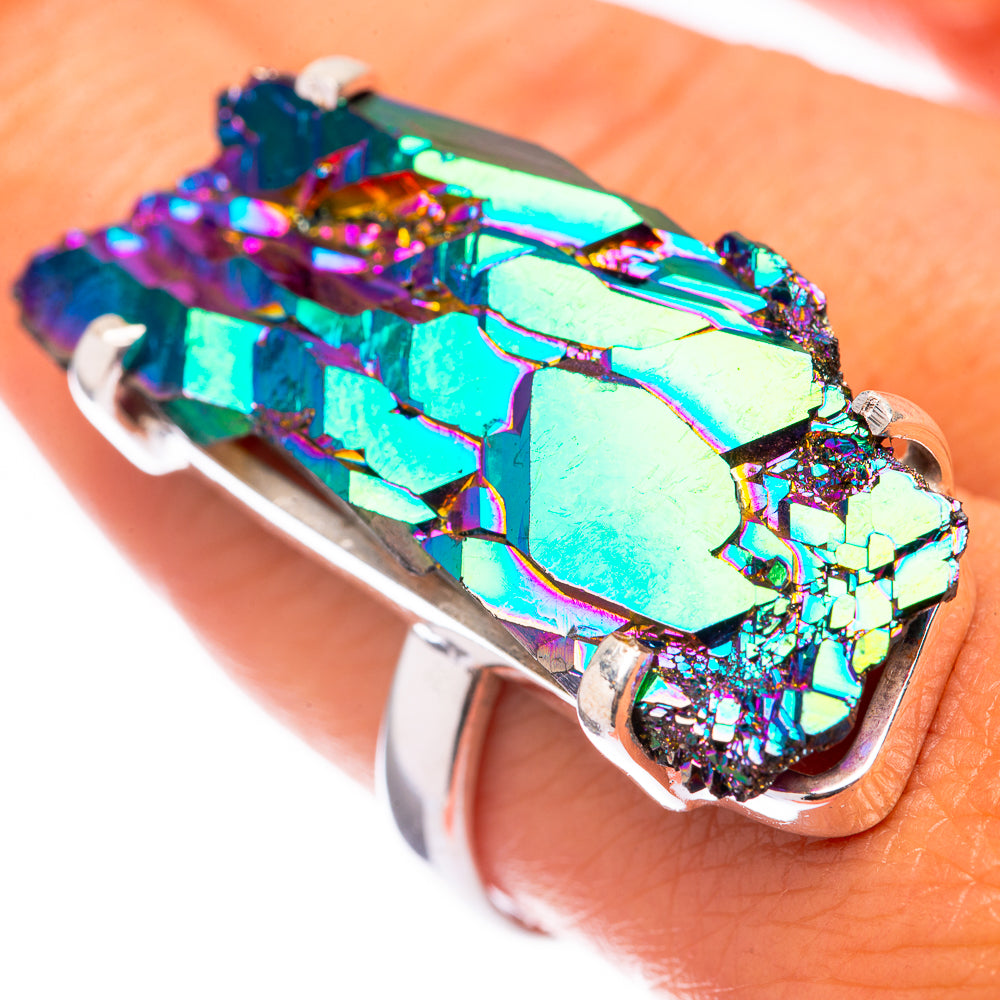 Large Titanium Sunshine Druzy 925 Sterling Silver Ring Size 9 (925 Sterling Silver) RING140405