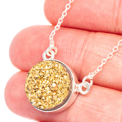 Metallic Druzy Necklace 18 5/8" (925 Sterling Silver) N90076