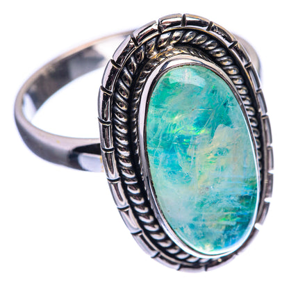 Oval green gemstone ring in 925 sterling silver, ornate oval bezel and patterned band
