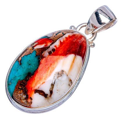 Spiny Oyster Turquoise Pendant 1 3/8" (925 Sterling Silver) P40305