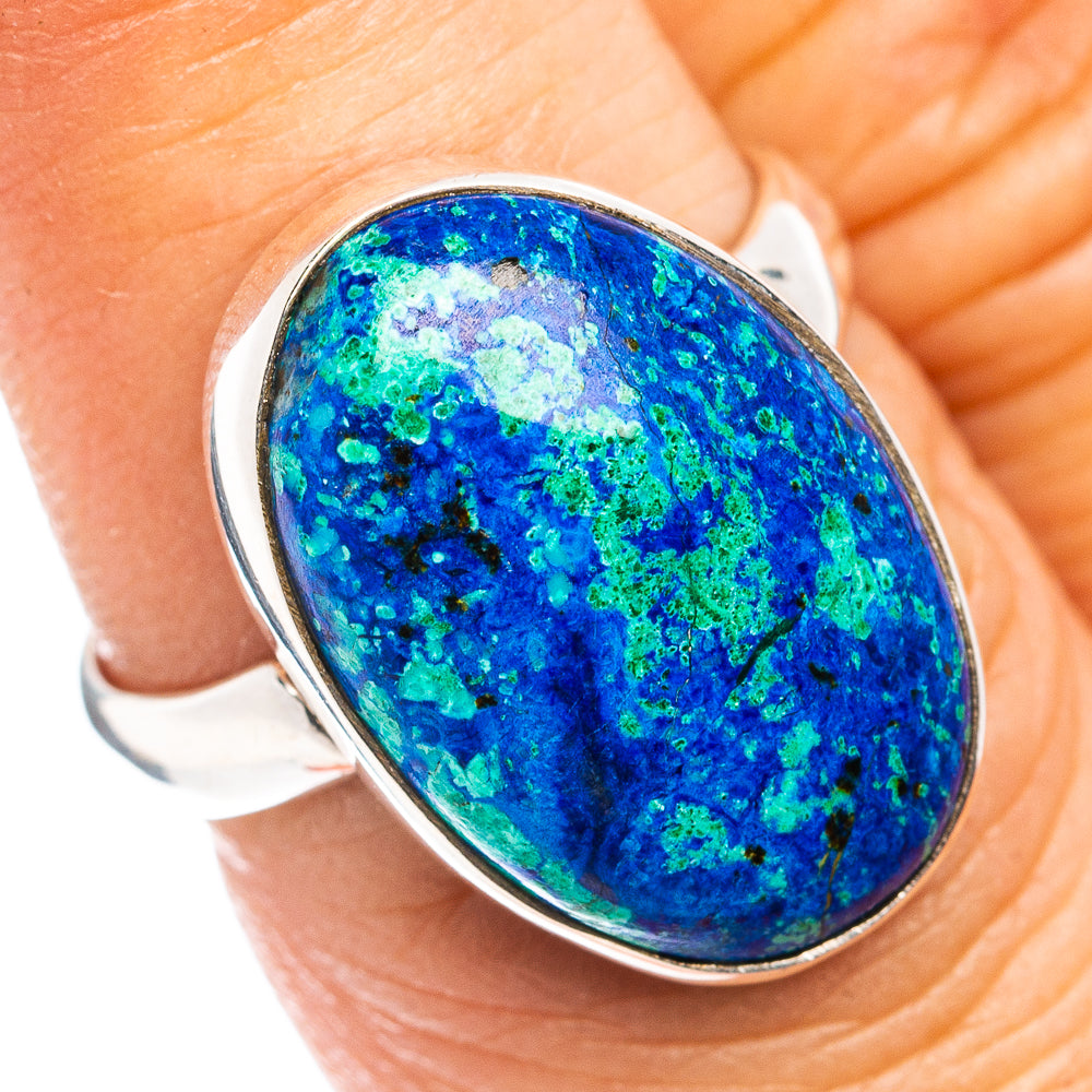 Premium Blue Bird Azurite Ring Size 6 Adjustable (.925 Sterling Silver)