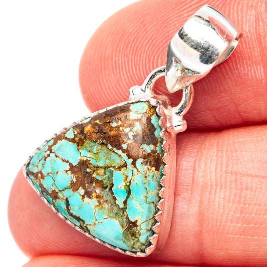 Turquoise teardrop pendant in .925 sterling silver with open bail